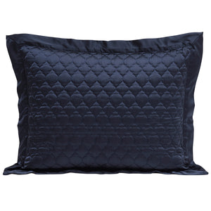 Hiend Accents High Shine Satin Quatrefoil Quilt Pillow Sham Set - Luxurious Elegance For Your Bedroom Decor Navy Face, 52% Viscose,48% Polyester,Back, 100% Polyester,Fill, 100% Polyester Fb7135ps-ss-na