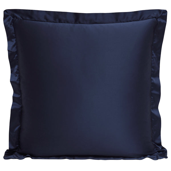 Hiend Accents High Shine Satin Euro Sham - Luxurious Bedding Accent With Soft Texture And Elegant Flanged Edges Navy Face And Back, 52% Viscose,48% Polyester Fb7136es-os-na