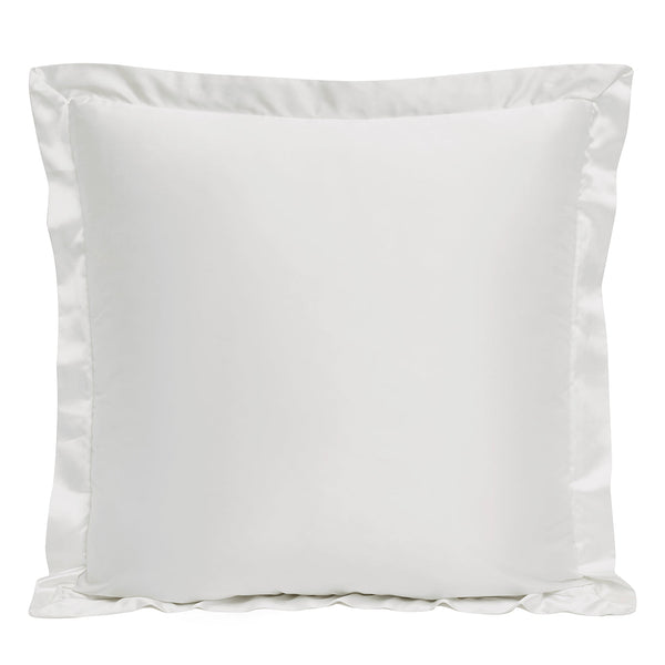 Hiend Accents High Shine Satin Euro Sham - Luxurious Bedding Accent With Soft Texture And Elegant Flanged Edges White Face And Back, 52% Viscose,48% Polyester Fb7136es-os-wh