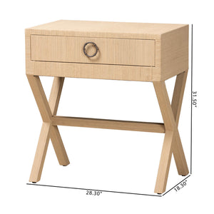 Bali & Pari Hilliard Handwoven Grasscloth End Table with Drawer for Coastal Living