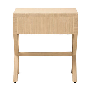 Bali & Pari Hilliard Handwoven Grasscloth End Table with Drawer for Coastal Living