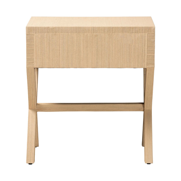 Bali & Pari Hilliard Handwoven Grasscloth End Table with Drawer for Coastal Living