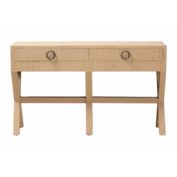 Bali & Pari Hilliard Handwoven Grasscloth Entryway Console with Two Storage Drawers
