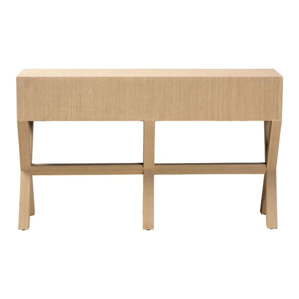 Bali & Pari Hilliard Handwoven Grasscloth Entryway Console with Two Storage Drawers