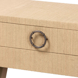 Bali & Pari Hilliard Handwoven Grasscloth Entryway Console with Two Storage Drawers