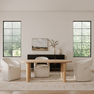 Moe's Home Milo Dining Table: Sustainable Oak Design With Rounded Edges And Exquisite Craftsmanship For Comfort Natural Fsc Certified Solid Oak Tabletop Edge & Base,Fsc Certified Oak Veneer Over Mdf Tabletop Fc-1001-24-0