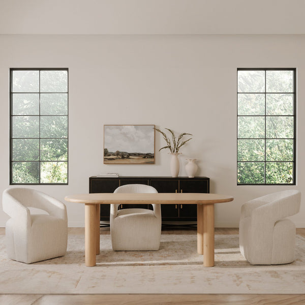 Moe's Home Milo Dining Table: Sustainable Oak Design With Rounded Edges And Exquisite Craftsmanship For Comfort Natural Fsc Certified Solid Oak Tabletop Edge & Base,Fsc Certified Oak Veneer Over Mdf Tabletop Fc-1001-24-0