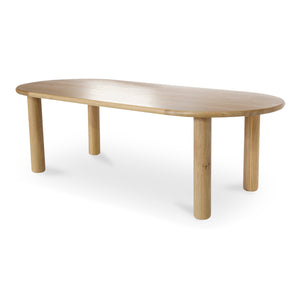 Moe's Home Milo Dining Table: Sustainable Oak Design With Rounded Edges And Exquisite Craftsmanship For Comfort Natural Fsc Certified Solid Oak Tabletop Edge & Base,Fsc Certified Oak Veneer Over Mdf Tabletop Fc-1001-24-0