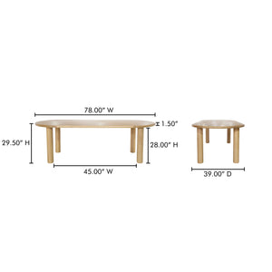 Moe's Home Milo Dining Table: Sustainable Oak Design With Rounded Edges And Exquisite Craftsmanship For Comfort Natural Fsc Certified Solid Oak Tabletop Edge & Base,Fsc Certified Oak Veneer Over Mdf Tabletop Fc-1001-24-0