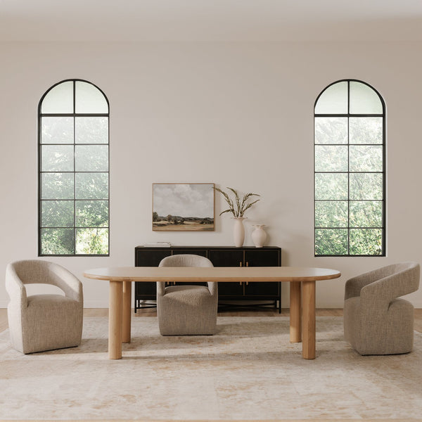 Moe's Home Milo Dining Table: Sustainable Oak Design With Rounded Edges And Exquisite Craftsmanship For Comfort Natural Fsc Certified Solid Oak Tabletop Edge & Base,Fsc Certified Oak Veneer Tabletop Fc-1002-24-0