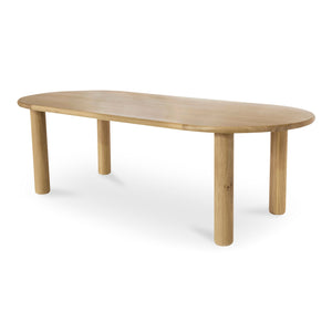 Moe's Home Milo Dining Table: Sustainable Oak Design With Rounded Edges And Exquisite Craftsmanship For Comfort Natural Fsc Certified Solid Oak Tabletop Edge & Base,Fsc Certified Oak Veneer Tabletop Fc-1002-24-0