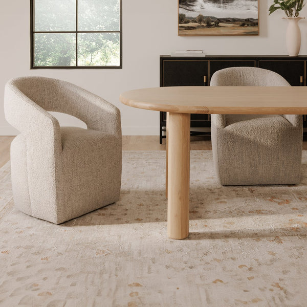 Moe's Home Milo Dining Table: Sustainable Oak Design With Rounded Edges And Exquisite Craftsmanship For Comfort Natural Fsc Certified Solid Oak Tabletop Edge & Base,Fsc Certified Oak Veneer Tabletop Fc-1002-24-0