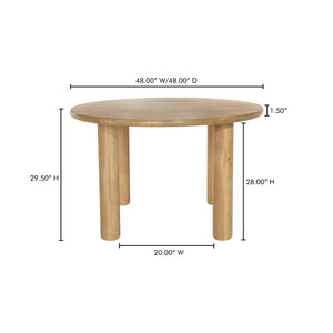 Moe's Home Milo Dining Table: Sustainable Oak Design With Rounded Edges And Exquisite Craftsmanship For Comfort Natural Fsc Certified Solid Oak Tabletop Edge & Base,Fsc Certified Oak Veneer Tabletop Fc-1003-24-0