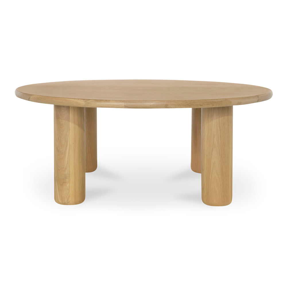 Moe's Home Milo Coffee Table - Sustainable Oak Design With Rounded Edges And Sleek Column Legs For Modern Spaces Natural Fsc Certified Solid Oak Tabletop Edge & Base,Fsc Certified Oak Veneer Tabletop Fc-1004-24-0