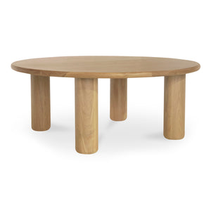 Moe's Home Milo Coffee Table - Sustainable Oak Design With Rounded Edges And Sleek Column Legs For Modern Spaces Natural Fsc Certified Solid Oak Tabletop Edge & Base,Fsc Certified Oak Veneer Tabletop Fc-1004-24-0