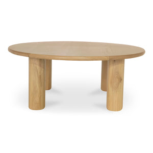 Moe's Home Milo Coffee Table - Sustainable Oak Design With Rounded Edges And Sleek Column Legs For Modern Spaces Natural Fsc Certified Solid Oak Tabletop Edge & Base,Fsc Certified Oak Veneer Tabletop Fc-1004-24-0