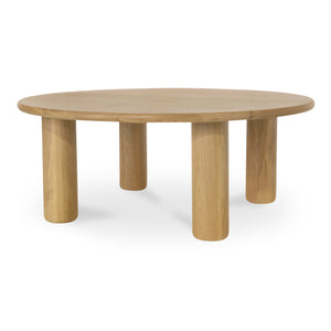 Moe's Home Milo Coffee Table - Sustainable Oak Design With Rounded Edges And Sleek Column Legs For Modern Spaces Natural Fsc Certified Solid Oak Tabletop Edge & Base,Fsc Certified Oak Veneer Tabletop Fc-1004-24-0