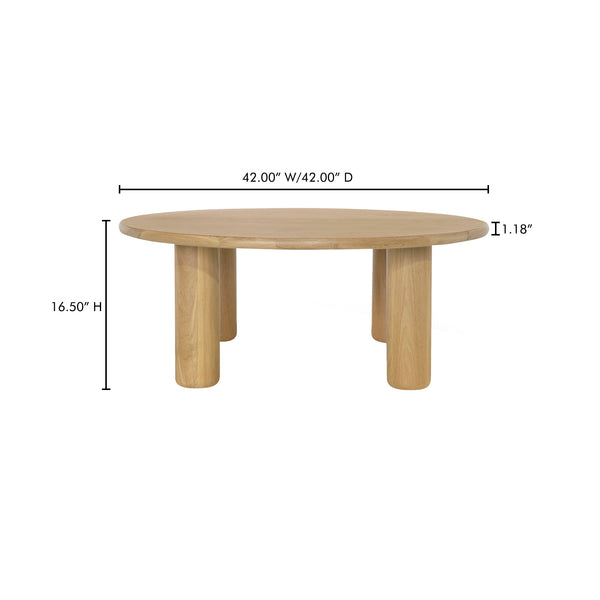 Moe's Home Milo Coffee Table - Sustainable Oak Design With Rounded Edges And Sleek Column Legs For Modern Spaces Natural Fsc Certified Solid Oak Tabletop Edge & Base,Fsc Certified Oak Veneer Tabletop Fc-1004-24-0