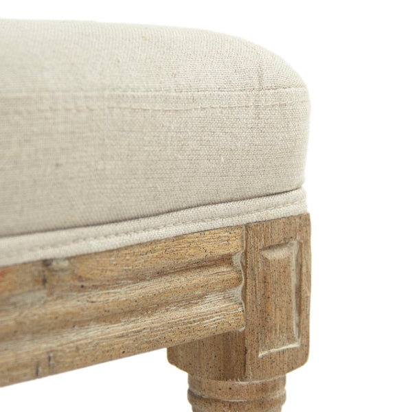 Zentique Louis Oak Bar Stool with Linen Seat — Classic Contoured Comfort, Durable Solid Frame for Kitchens W17 x H46.5 x D18 FC010-35 Bar E272 A003