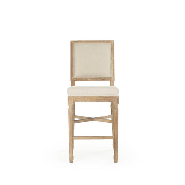 Zentique Louis Counter Stool — Solid Oak Frame with Linen Upholstery, Ergonomic Comfort & Timeless Style W16.5 x H42.5 x D18.5 FC010-35 Counter E272 A003