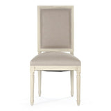 Tufted Louis Side Chair Distressed Ivory Birch, Natural Linen, Burlap FC010-4 309 A003/H010 w/o Nail Zentique