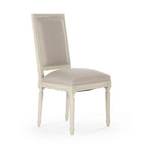 Tufted Louis Side Chair Distressed Ivory Birch, Natural Linen, Burlap FC010-4 309 A003/H010 w/o Nail Zentique