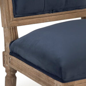 Louis Side Chair Limed Grey Oak, Blue Velvet FC010-4-Z E272 V093 Zentique