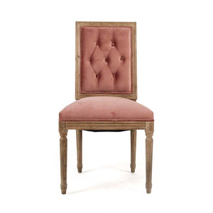 Louis Side Chair Limed Grey Oak, Rose Velvet FC010-4-Z E272 V069 Zentique