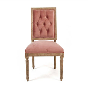 Louis Side Chair Limed Grey Oak, Rose Velvet FC010-4-Z E272 V069 Zentique