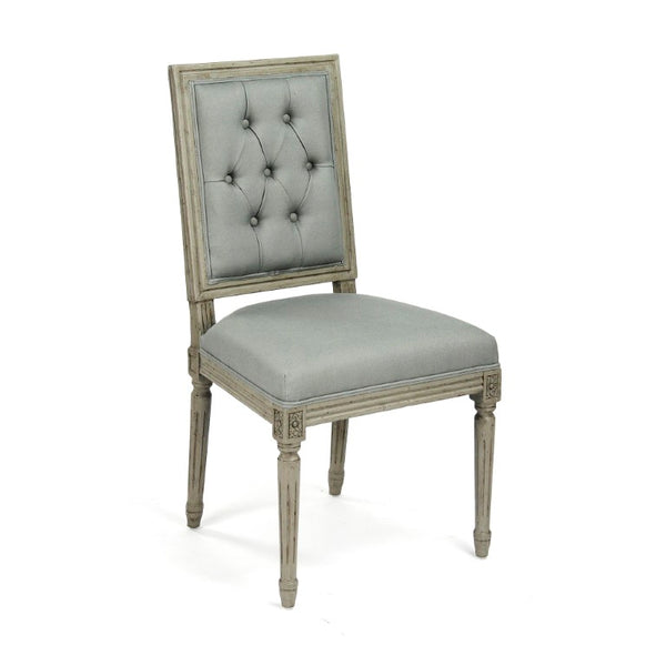 Zentique Louis Side Chair - Elegant Birch Frame & Linen Upholstery, Supportive Dining/Office Accent Seating, Neutral Finish FC010-4-Z 432 I
