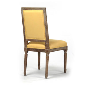 Zentique Louis Side Chair with Solid Oak Frame and Breathable Linen Upholstery for Timeless Comfort and Style Limed Grey Oak, Yellow Linen FC010-4-Z E272 J