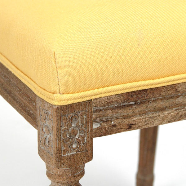 Zentique Louis Side Chair with Solid Oak Frame and Breathable Linen Upholstery for Timeless Comfort and Style Limed Grey Oak, Yellow Linen FC010-4-Z E272 J