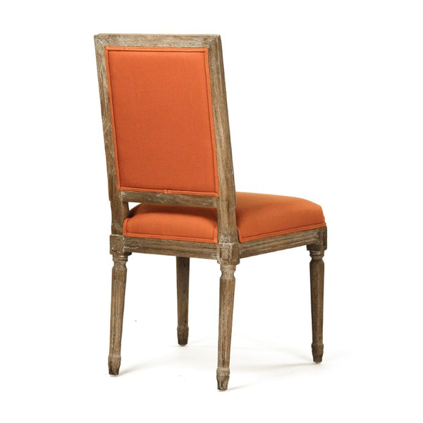 Zentique Louis Side Chair with Solid Oak Frame and Breathable Linen Upholstery for Timeless Comfort and Style Limed Grey Oak, Orange Linen FC010-4-Z E272 S