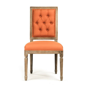 Zentique Louis Side Chair with Solid Oak Frame and Breathable Linen Upholstery for Timeless Comfort and Style Limed Grey Oak, Orange Linen FC010-4-Z E272 S