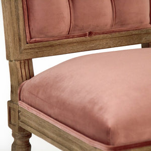 Zentique Louis Side Chair with Solid Oak Frame and Plush Velvet Upholstery for Stylish, Comfortable Seating Limed Grey Oak, Rose Velvet FC010-4-Z E272 V069