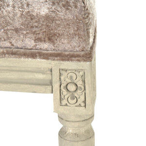 Louis Side Chair Distressed Ivory Birch, Crushed Champagne Velvet FC010-4-Z 309 A Zentique
