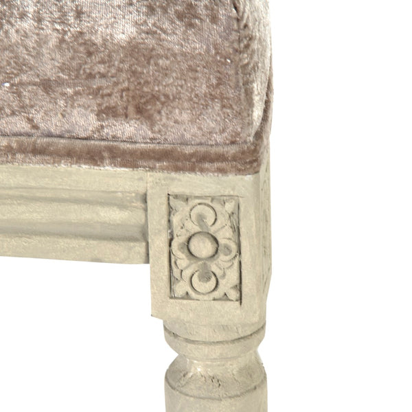 Louis Side Chair Distressed Ivory Birch, Crushed Champagne Velvet FC010-4-Z 309 A Zentique