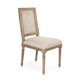 Louis Side Chair Limed Grey Oak, Natural Linen FC010-4-Cane E272 A003 skirt Zentique