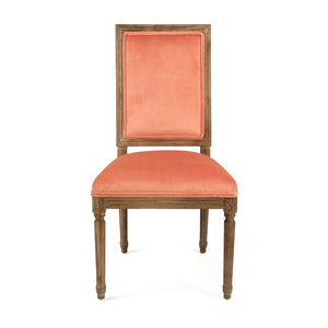 Louis Side Chair Limed Grey Oak, Salmon Velvet FC010-4 E272 11501 Zentique