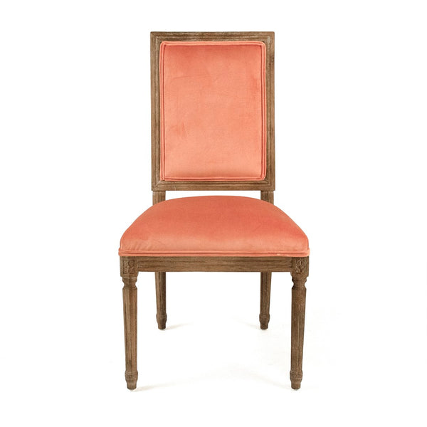 Louis Side Chair Limed Grey Oak, Salmon Velvet FC010-4 E272 11501 Zentique