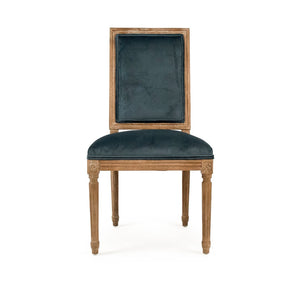 Louis Side Chair Limed Grey Oak, Teal Velvet FC010-4 E272 11909 Zentique