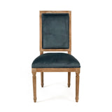 Louis Side Chair Limed Grey Oak, Teal Velvet FC010-4 E272 11909 Zentique