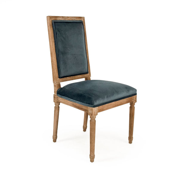 Louis Side Chair Limed Grey Oak, Teal Velvet FC010-4 E272 11909 Zentique