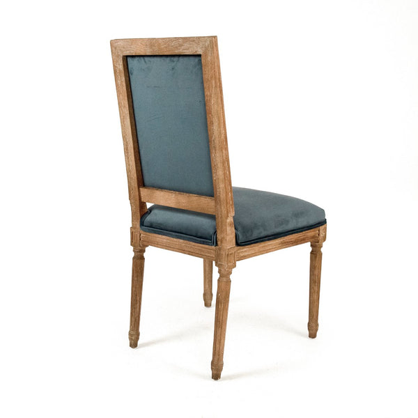 Louis Side Chair Limed Grey Oak, Teal Velvet FC010-4 E272 11909 Zentique