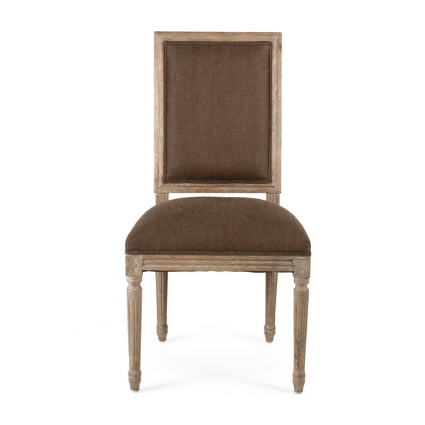 Louis Side Chair Limed Grey Oak, Aubergine Linen FC010-4 E272 A008 Zentique