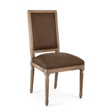 Louis Side Chair Limed Grey Oak, Aubergine Linen FC010-4 E272 A008 Zentique