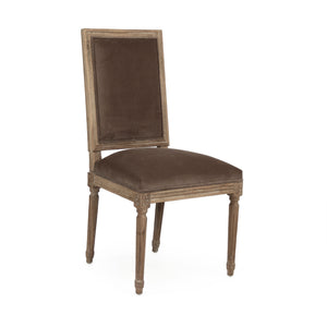 Louis Side Chair Limed Grey Oak, Brown Velvet FC010-4 E272 V011 Zentique