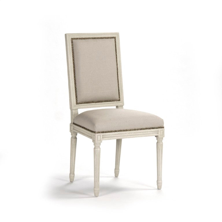 Zentique Louis Louis Cane Back Side Chair with Birch Frame, Linen Seat & Woven Cane Back for Breathable Comfort and Timeless Style FC010-4 309 A003/H010