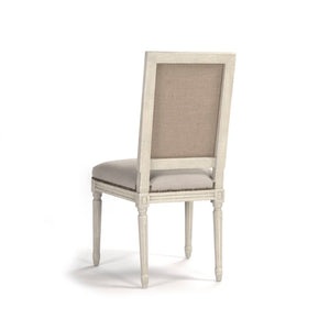 Zentique Louis Louis Cane Back Side Chair with Birch Frame, Linen Seat & Woven Cane Back for Breathable Comfort and Timeless Style FC010-4 309 A003/H010