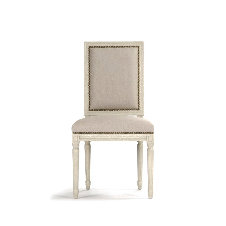 Zentique Louis Louis Cane Back Side Chair with Birch Frame, Linen Seat & Woven Cane Back for Breathable Comfort and Timeless Style FC010-4 309 A003/H010